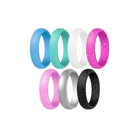 Silicone Wedding Bands Pack of 7 - Picture 1 of 5
